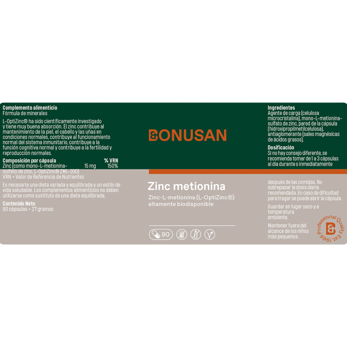 Zinc méthionine Bonusan 90 gélules