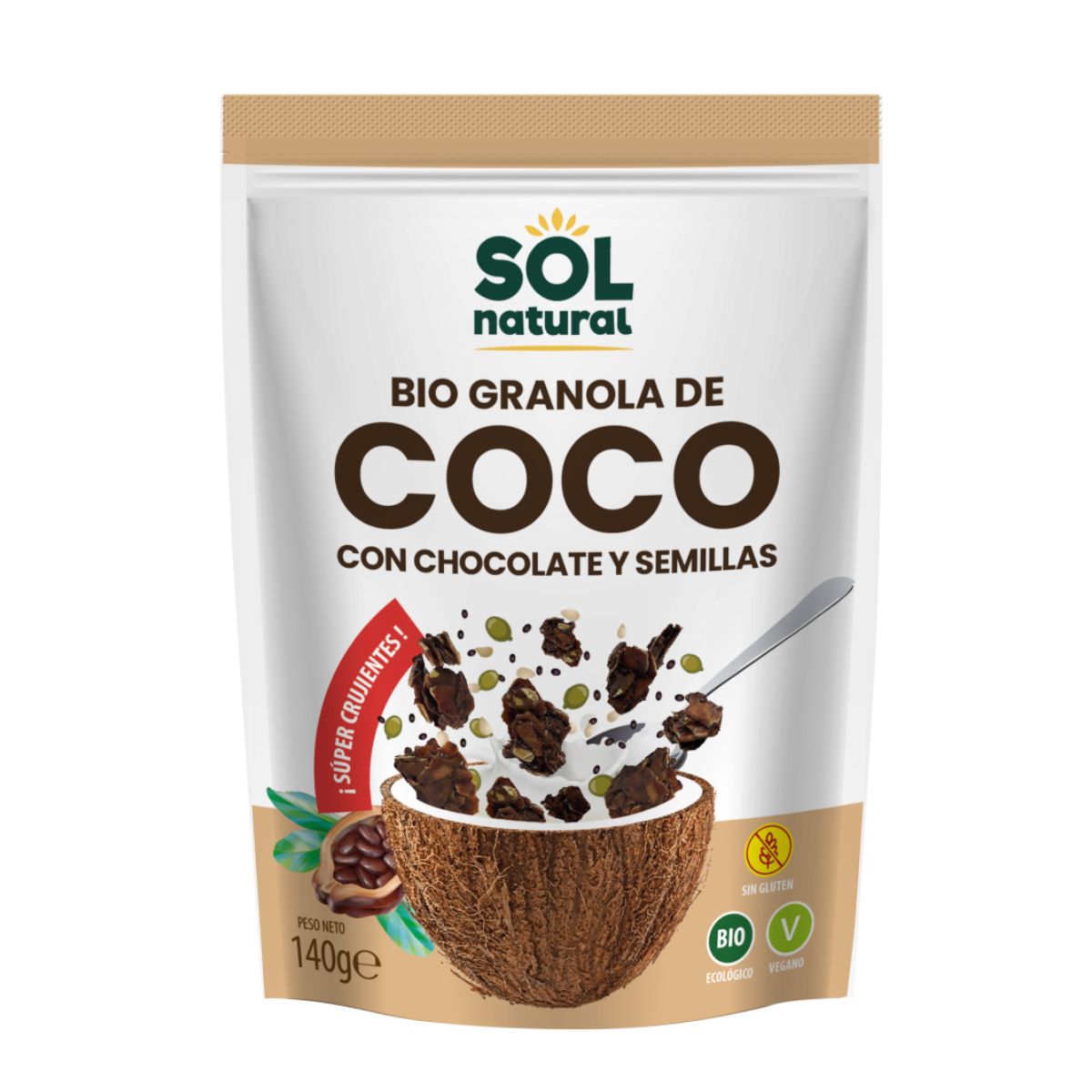 Knuspriges Kokos-Müsli mit Schokolade Bio Sol Natural 140 g
