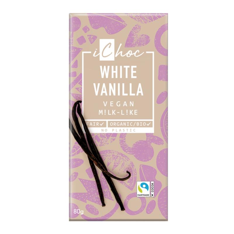 Vegansk vit choklad med bourbonvanilj ichoc 80 g