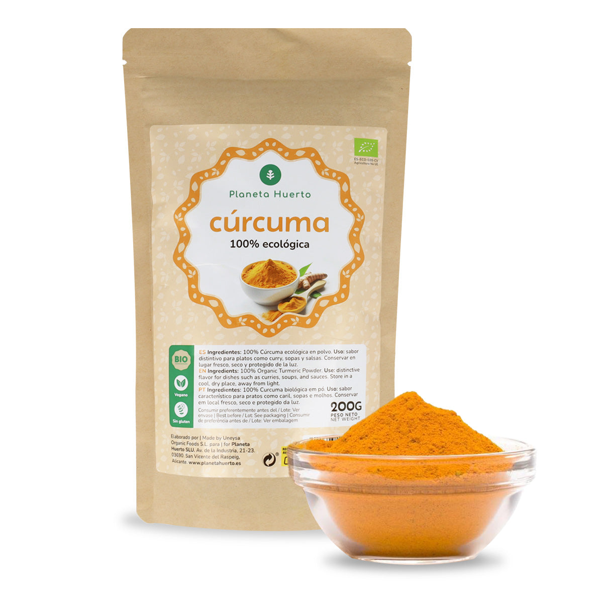 Pak 2x Kurkuma poeder ECO Planeta Huerto 200 g