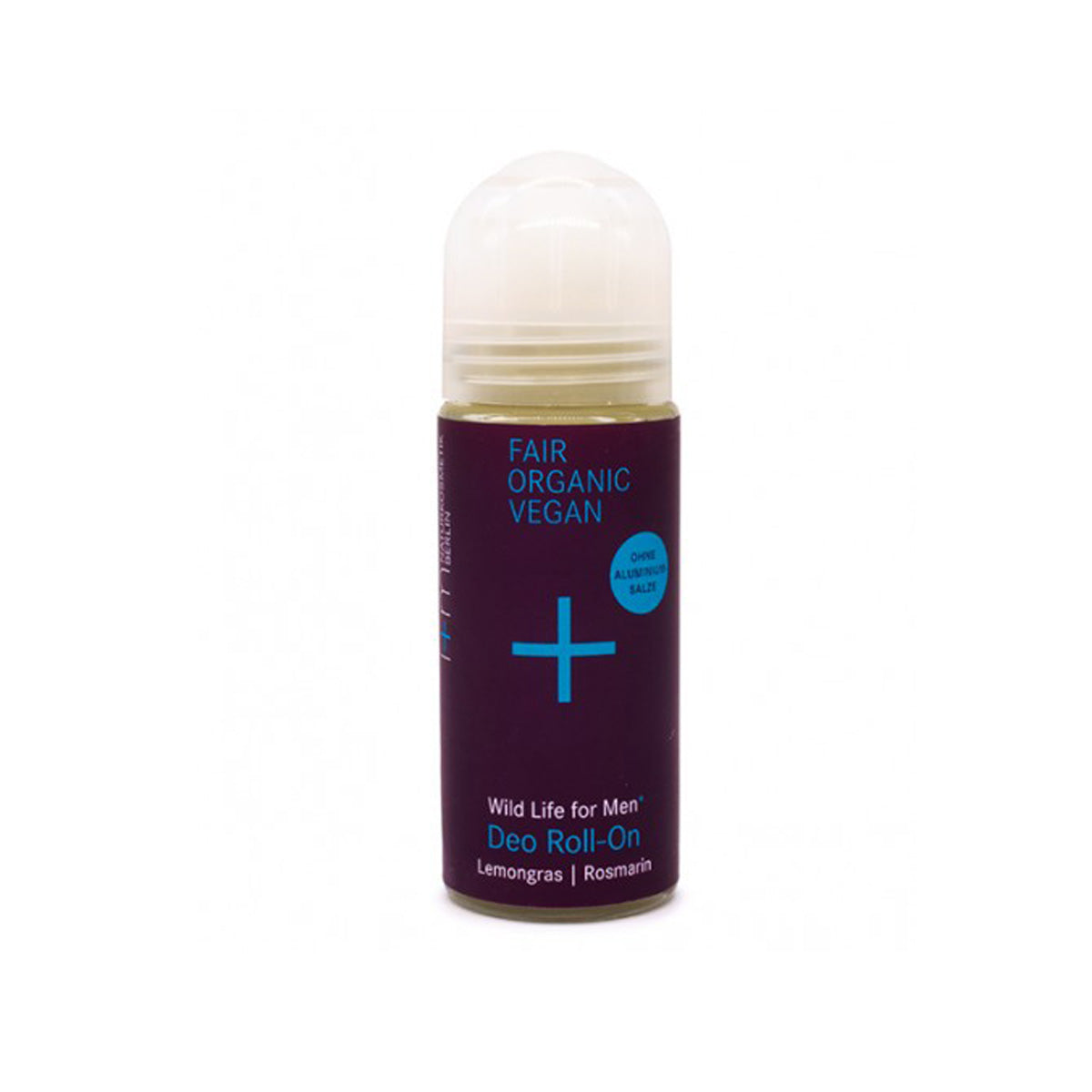 Roll-on-Deodorant Rosmarin und Zitronengras. Unisex. 50 ml. Glas und recycelter und recycelbarer Kunststoff.