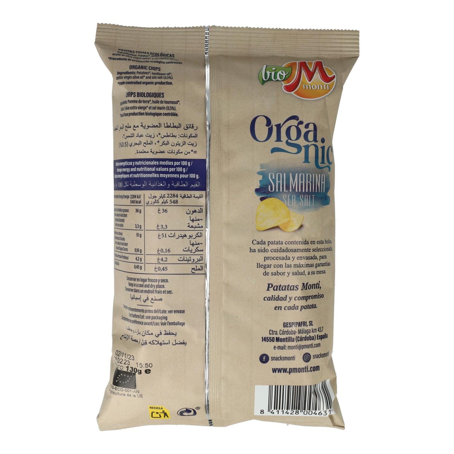 Ekologiska potatischips Monti 130 g
