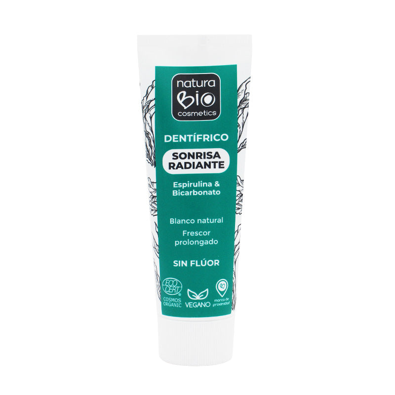 Dentifricio senza fluoro Sonrisa Radiante Dientes Blancos al gusto di menta, NaturaBIO Cosmetics, 75 m