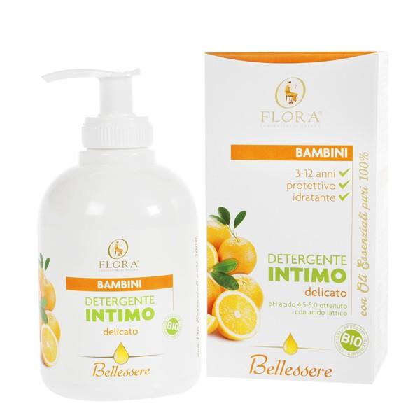 Special intimate gel for ages 3-12 Aloe Vera protects and moisturises Flora 250 ml