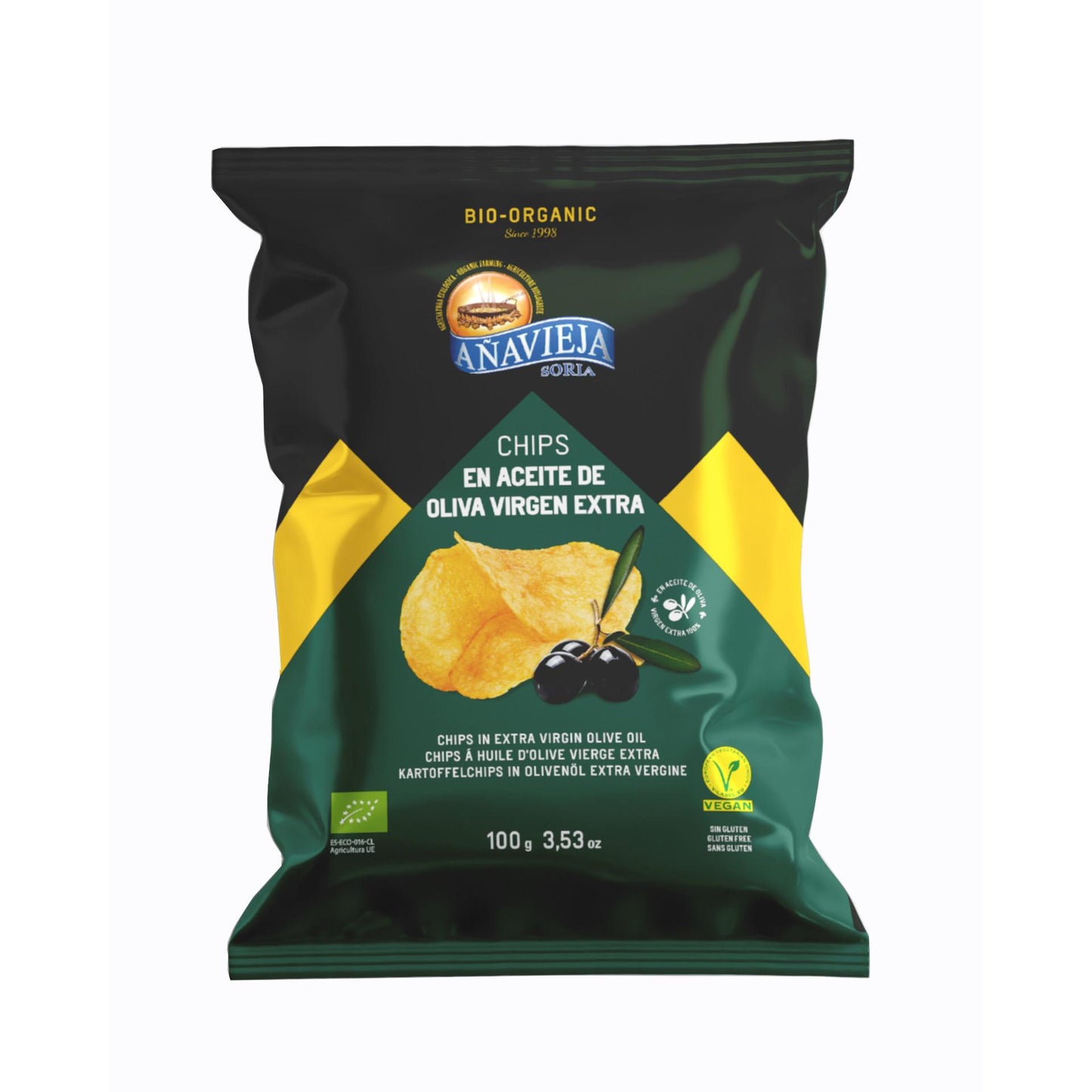 Chips de pommes de terre à l'huile d'olive extra vierge biologique Añavieja 100 g