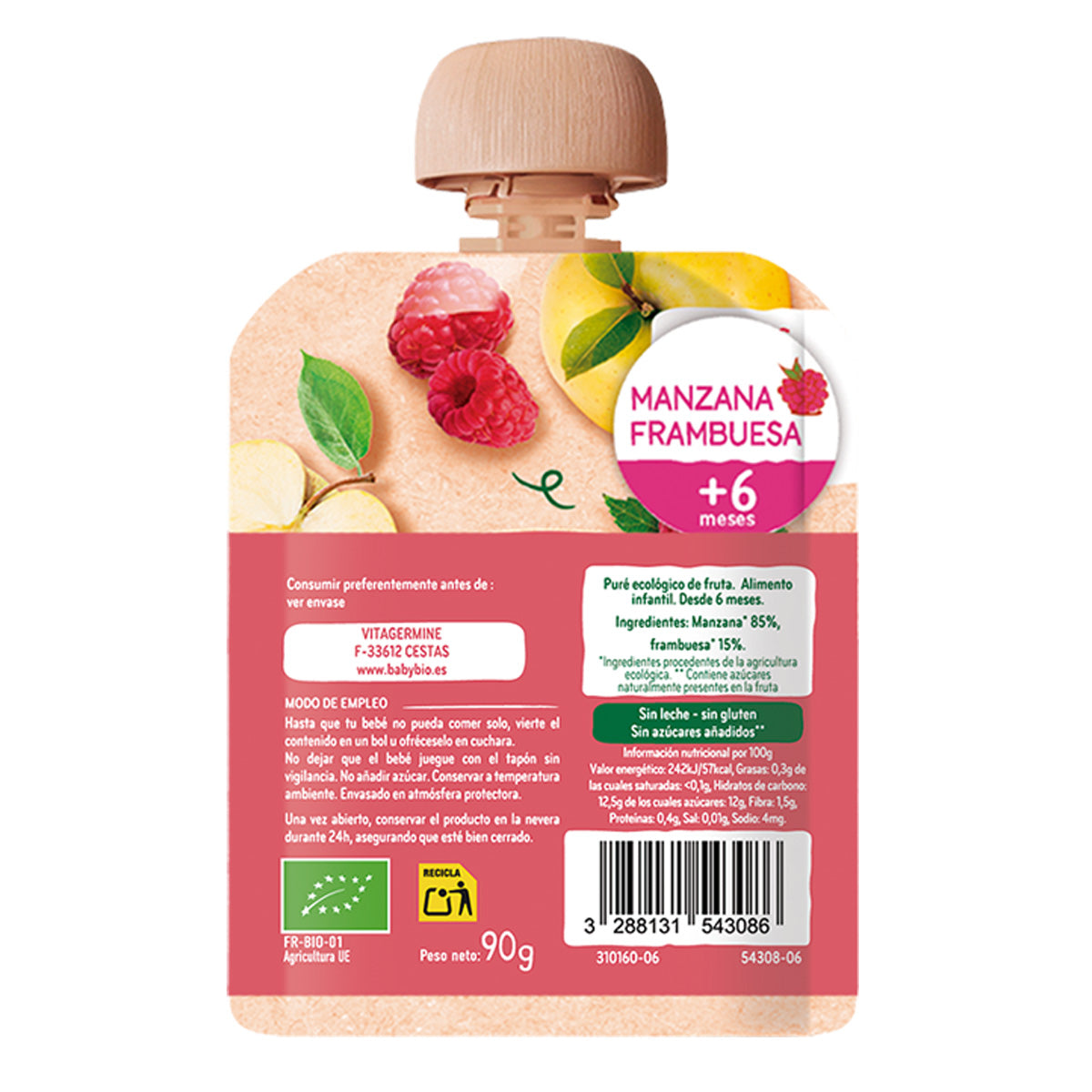 Pochettes pomme et framboise (à partir de 6 mois) BabyBio 90 g
