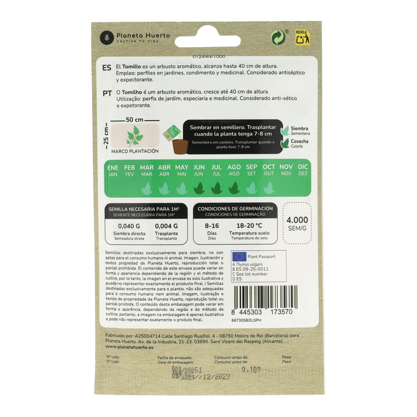 Bio Thymian Samen Planeta Huerto