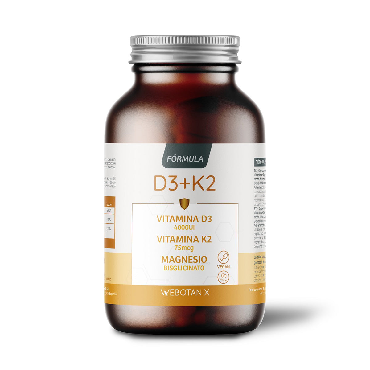 Vitamin D3 4000 IE + K2 + Magnesium Vegan-Formel, WeBotanix