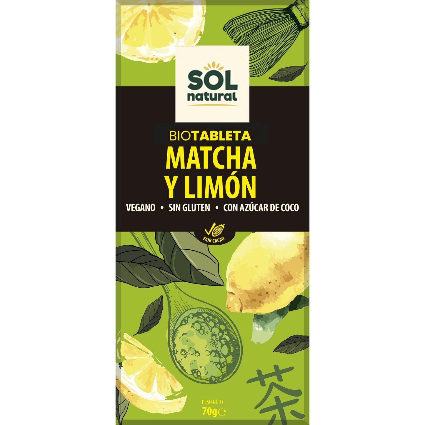 Tabletka czekolady z matchą i cytryną BIO Sol Natural 70 g