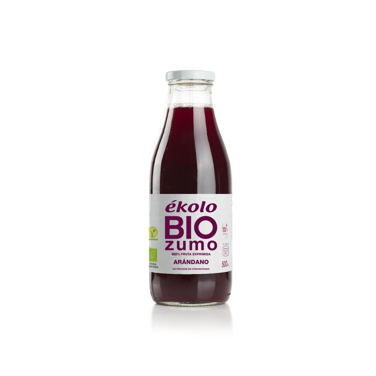 Jus de myrtilles fraîchement pressé 100 % bio ékolo 500 ml