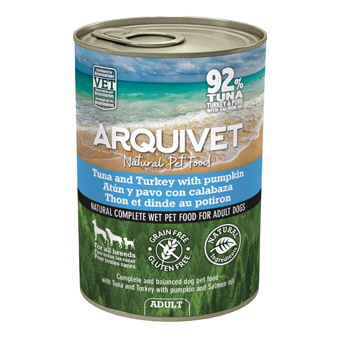 Paté per cani tonno e tacchino con zucca Arquivet 400 g