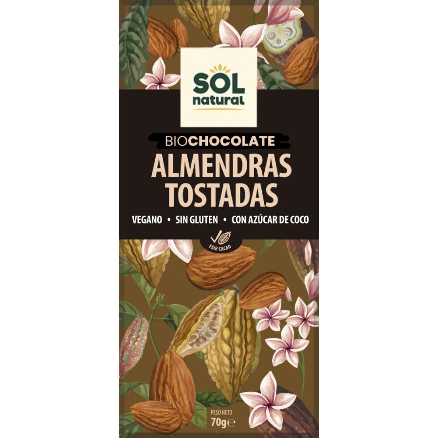 Organic Chocolate with Roasted Almonds Sol Natural 70 g