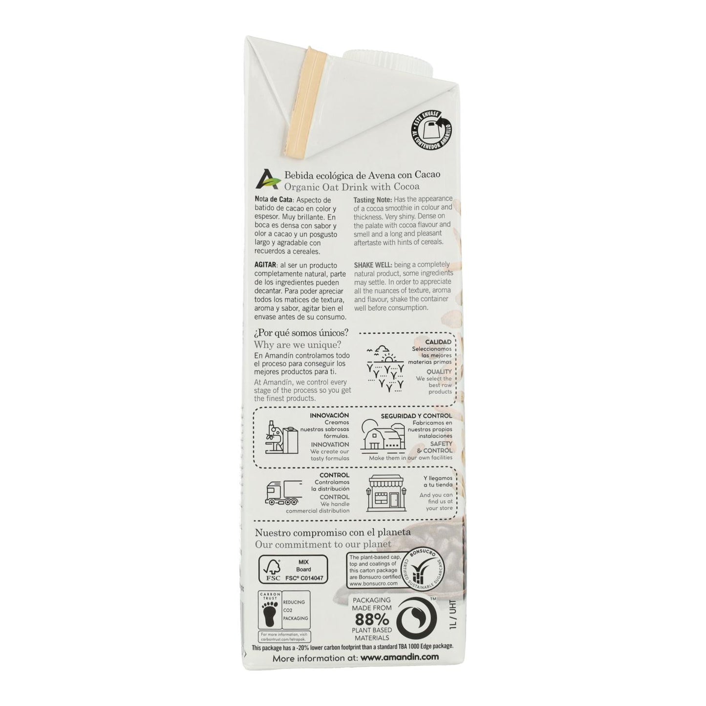 Pakket 6 x Haverdrank met cacao Amandin 1 l