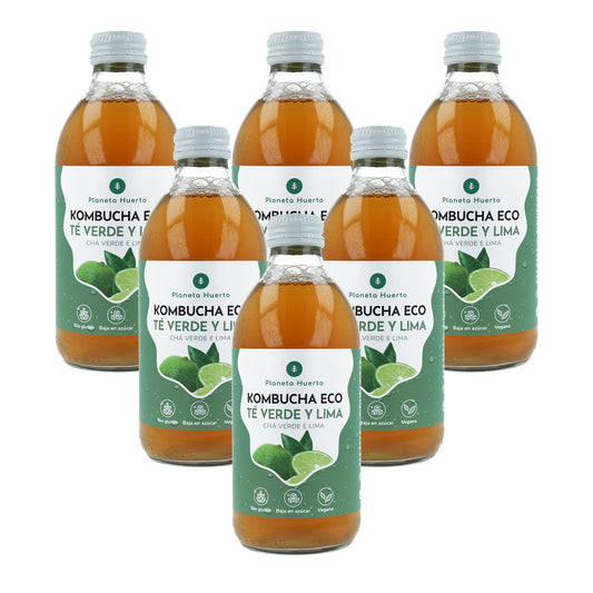 Pack 6x Kombucha ECO grüner Tee und Limette Planeta Huerto 330 ml
