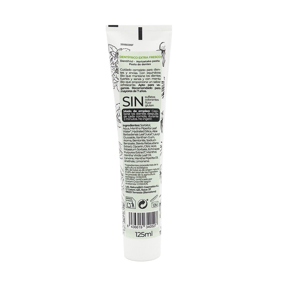 Extra frisse tandpasta Echinacea & Munt BIO, NuturaBio Cosmetics, 125 ml