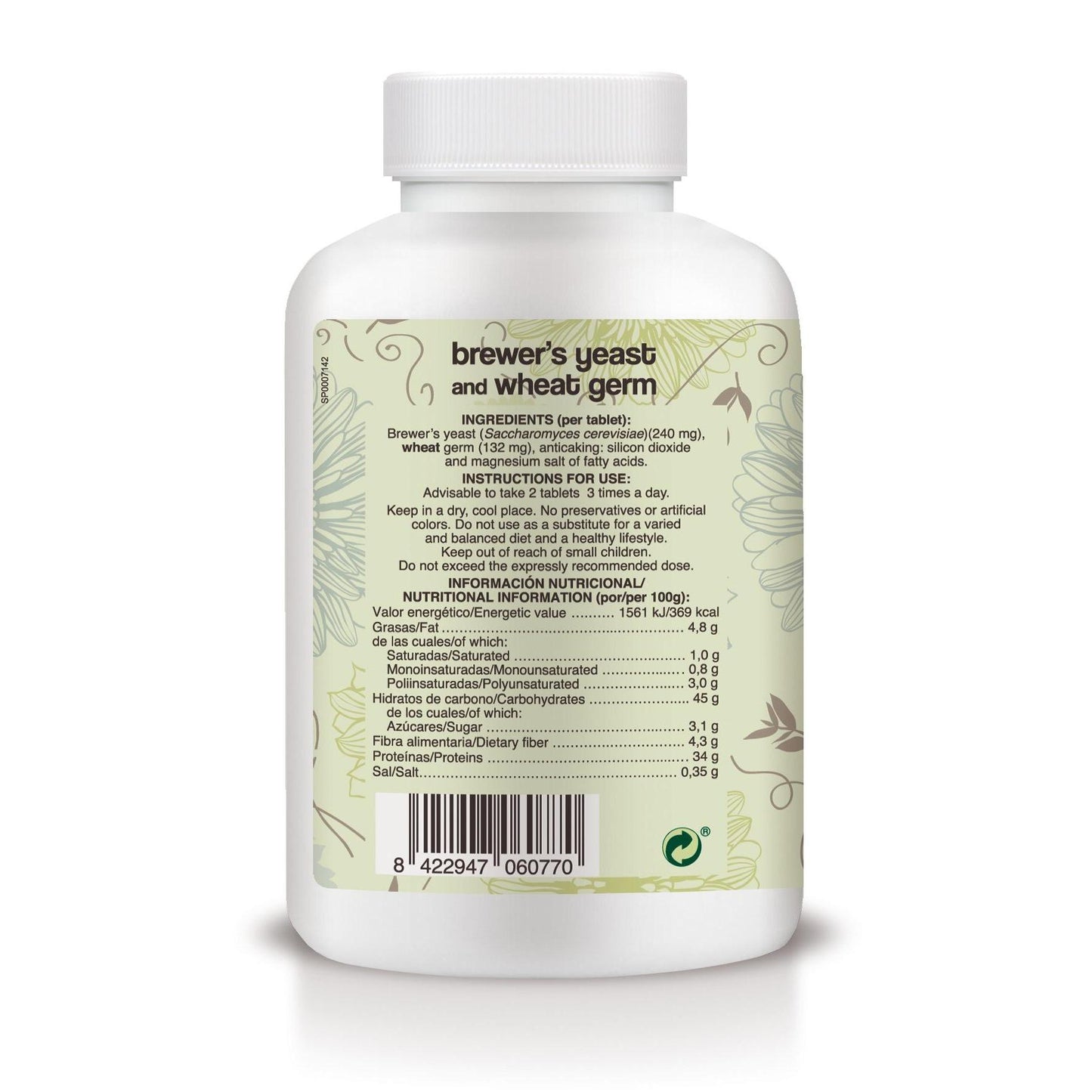 Soria Natural Wheat Germ and Brewer's Yeast, 500 tablets