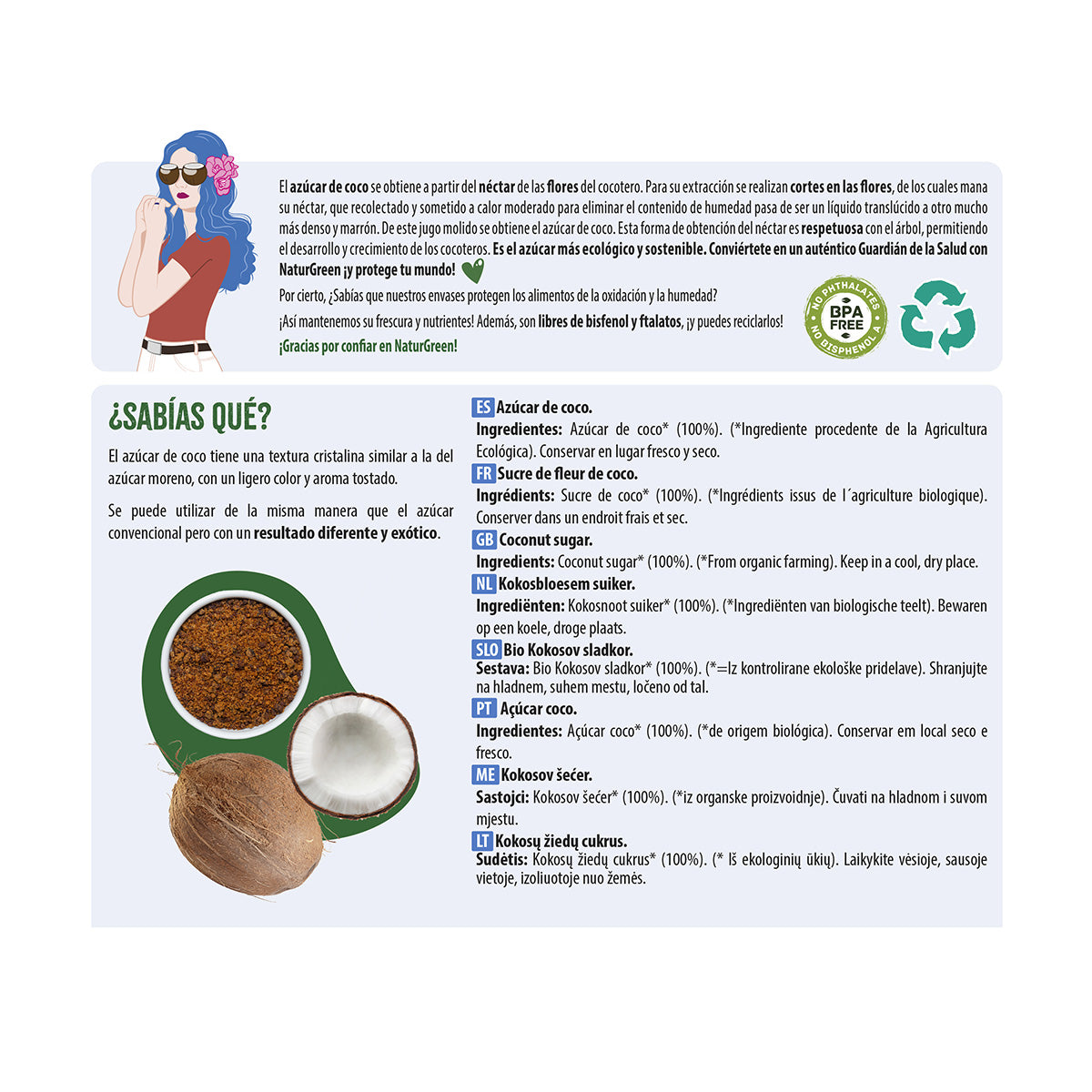 Sucre de coco Naturgreen 300 g