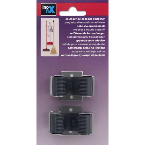 Crochet adhésif pour balais Chromé mat