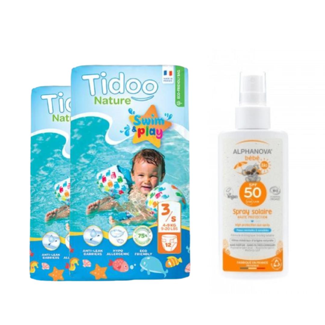 2-pack Swimmers badblöjor T3 (4-9 kg) Tidoo + solskyddsmedel för barn SPF 50 Alphanova 125 ml
