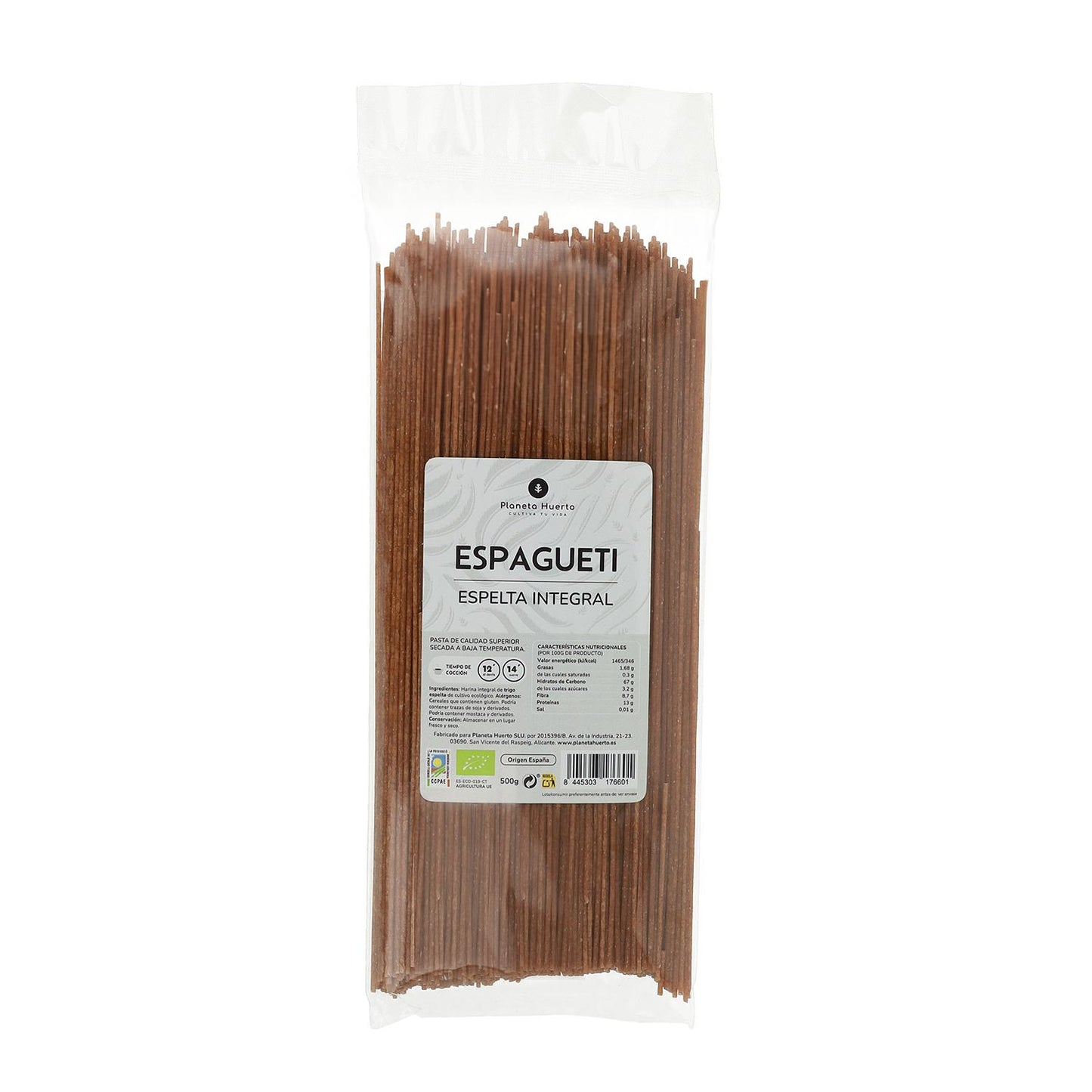 Volkoren spelt spaghetti ECO Planeta Huerto 500gr