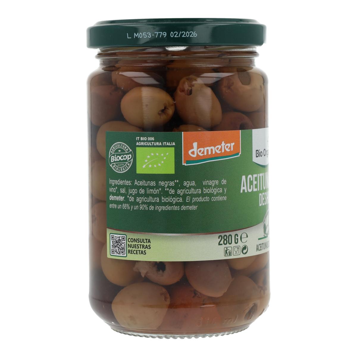 Olives noires dénoyautées bio Demeter Organic Italie 280 g