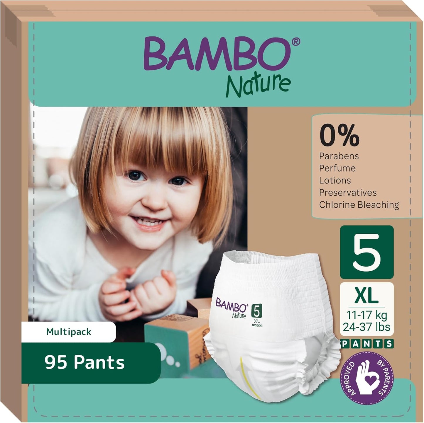 Pack économique de culottes d'apprentissage Bambo Nature taille 5 (12 à 18 kg) 95 unités