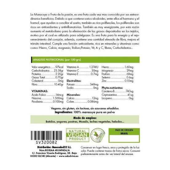 Poudre de fruit de la passion premium Salud Viva 125 g