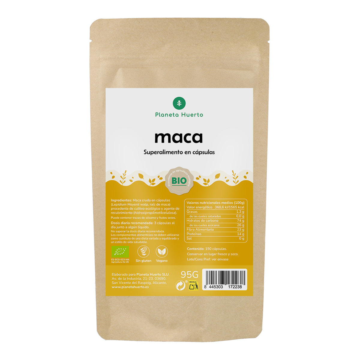 Organic Maca Planeta Huerto 150 Capsules