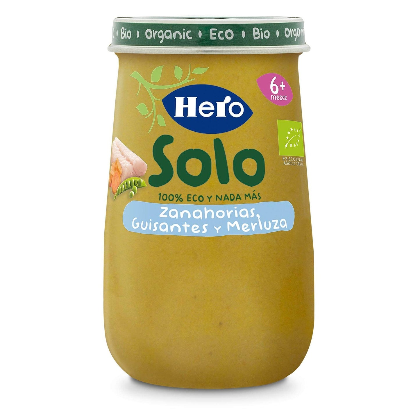 Petit pot de petits pois et merlu BIO Hero Baby 190 g