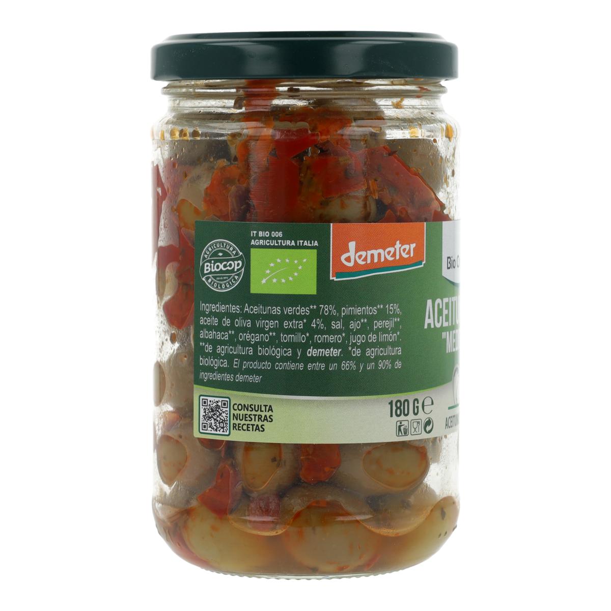 Olives vertes bio à la vinaigrette méditerranéenne Bio Organica Italia 180 g