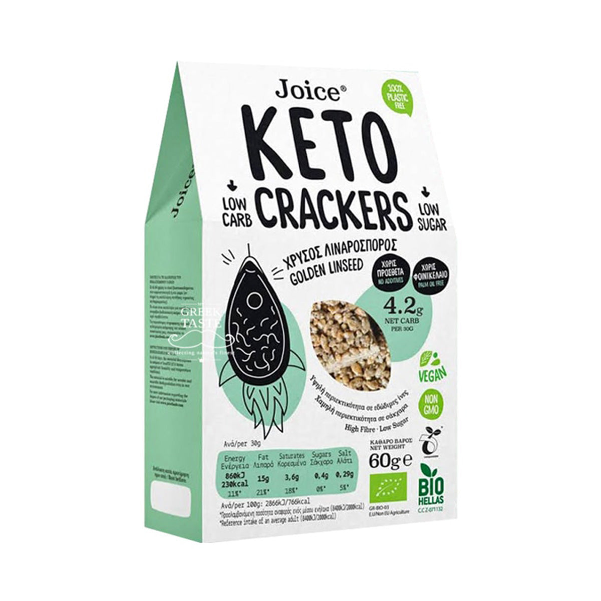 Cracker Keto con semi di lino dorati Joice Foods 60 g