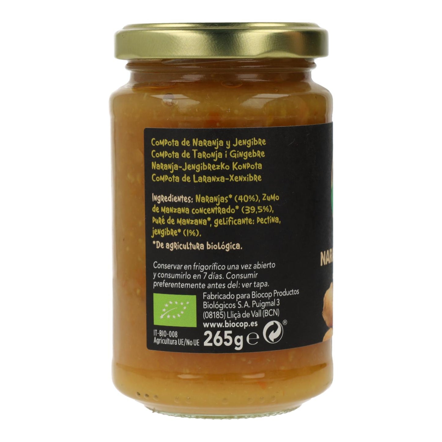 Apelsin- och ingefärskompott BIO Biocop, 265 g