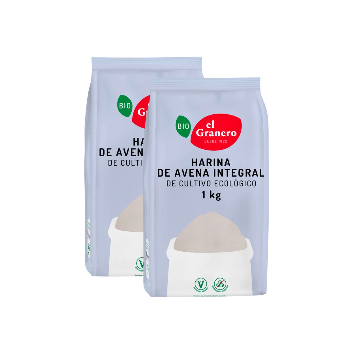 2er-Pack Bio-Vollkornhaferflocken El Granero 1 kg