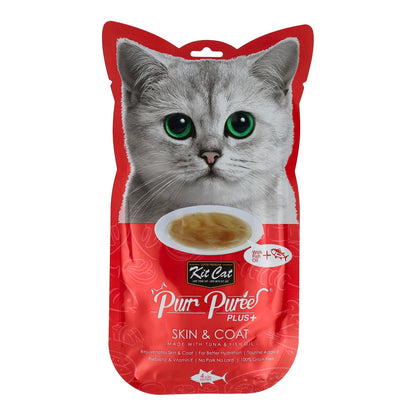Kit Cat PurrPuree Plus - Tonno Skin & Coat Kit Cat 4x15 g Snack cremoso per gatti