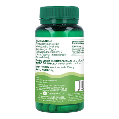Confezione da 2 Ashwagandha KSM-66 Planeta Huerto 60 capsule