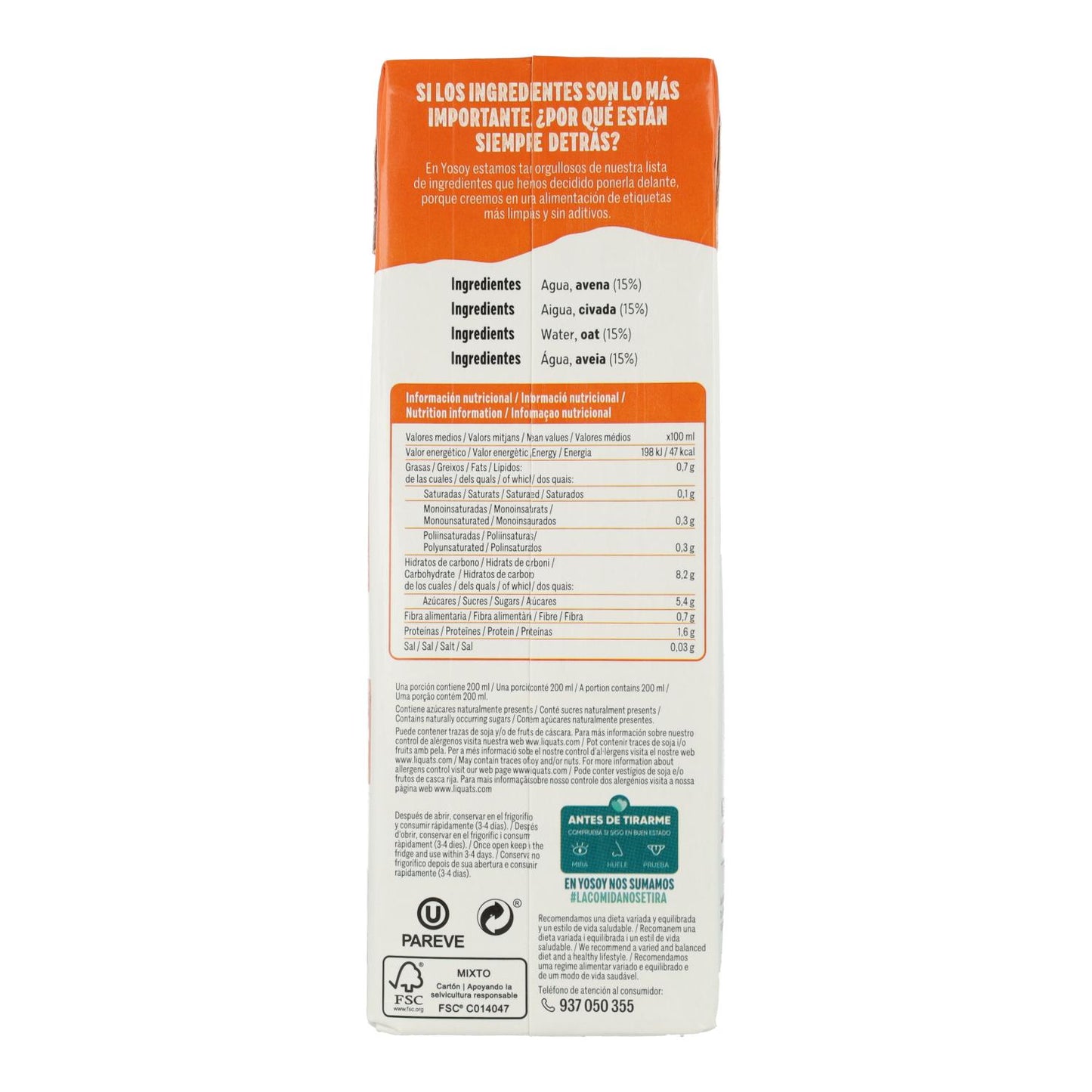 Boisson à l'avoine sans gluten YOSOY 1 L