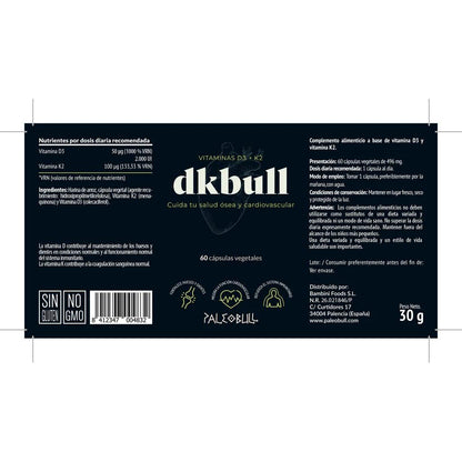 DKbull Vitaminen D3 + K2 Paleobull 60 capsules