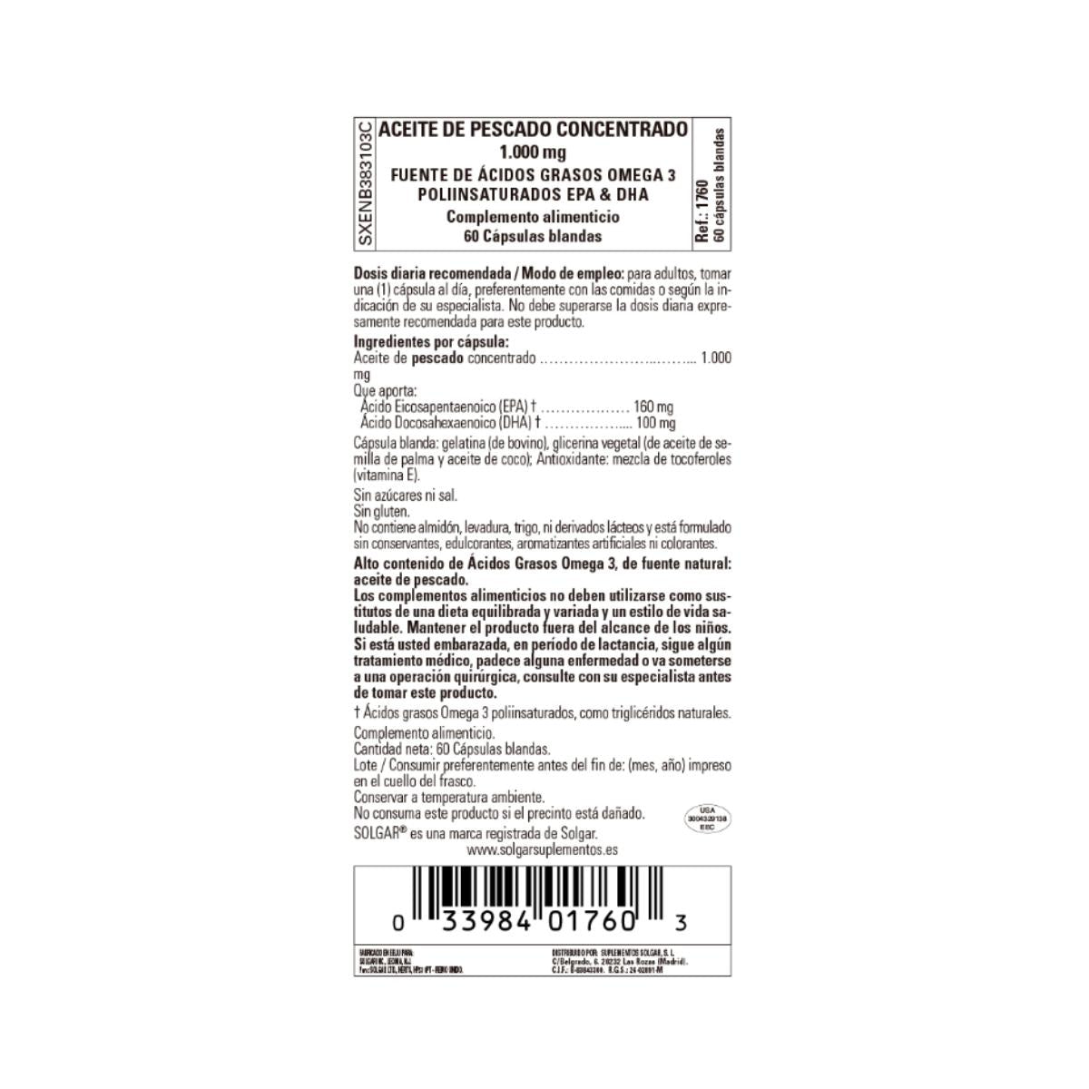 Fischölkonzentrat Solgar 60 Kapseln