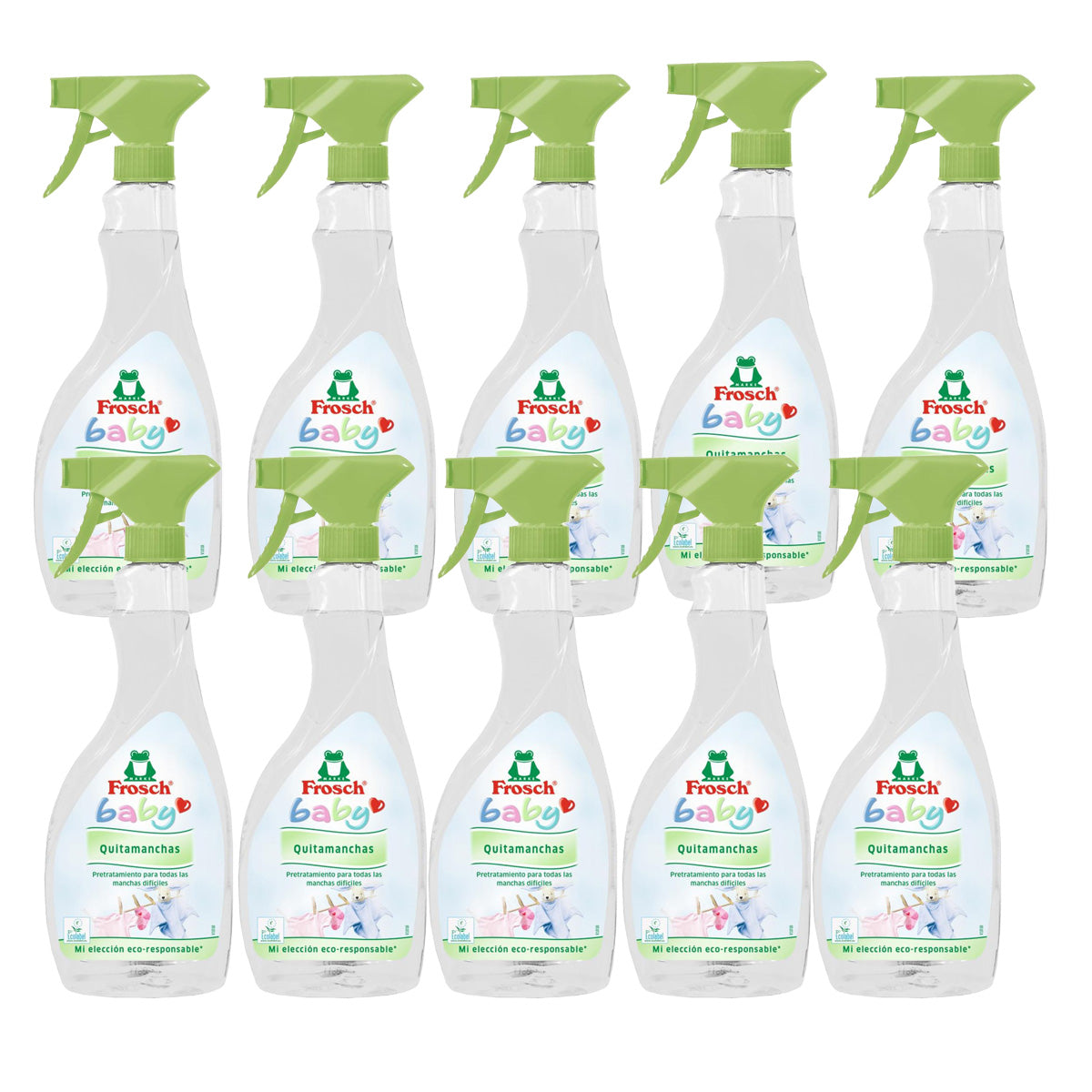 Lot de 10 détachants pour bébés Frosch 500 ml