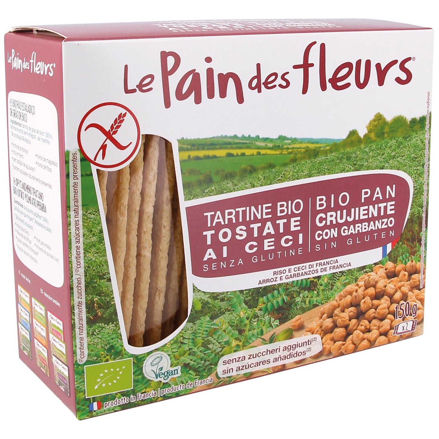 Knusprige geröstete Kichererbsen-Cracker, Bio, glutenfrei, Le pain de fleurs, 150 g