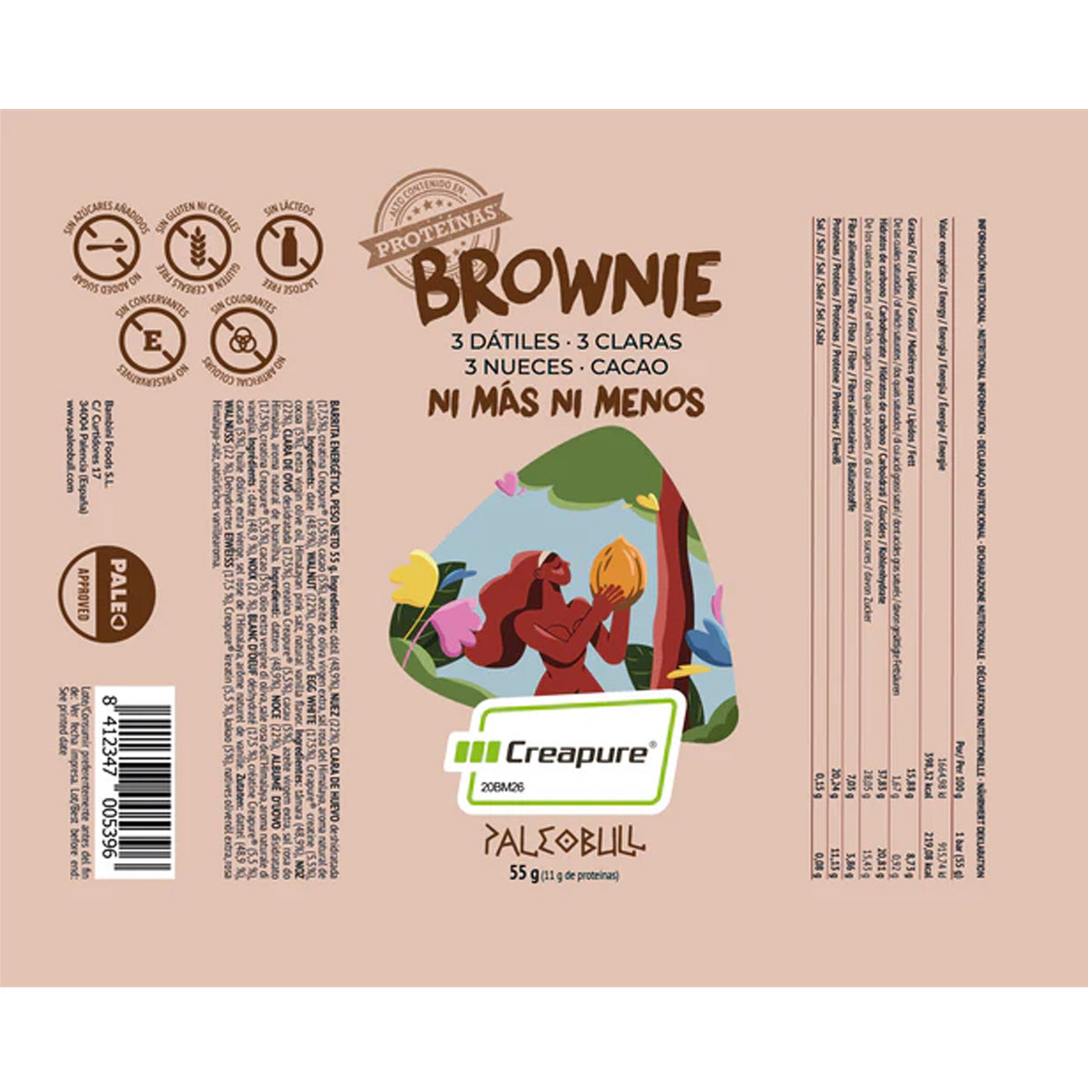 6-pack brownie-bars, Paleobull, 55 g
