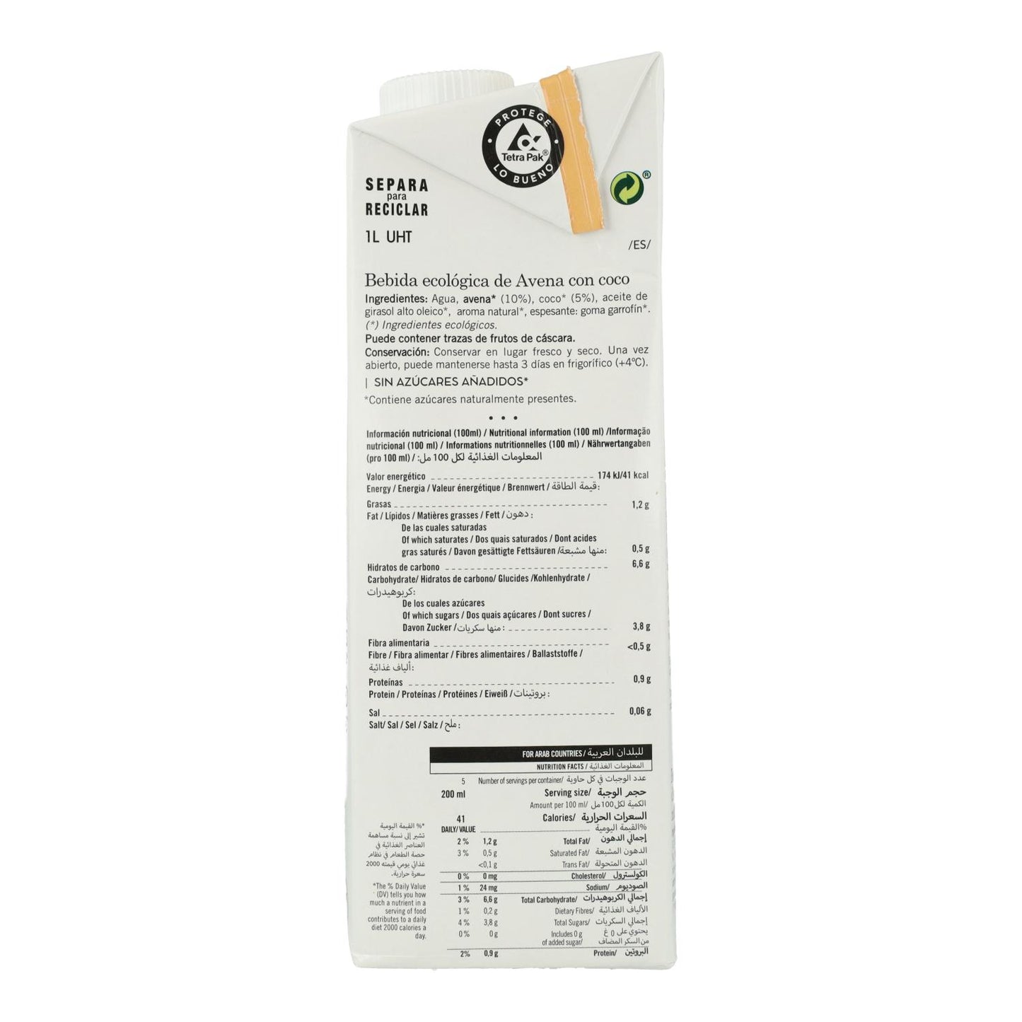 Pakket 6 x Haverdrank met kokos Amandín 1 L