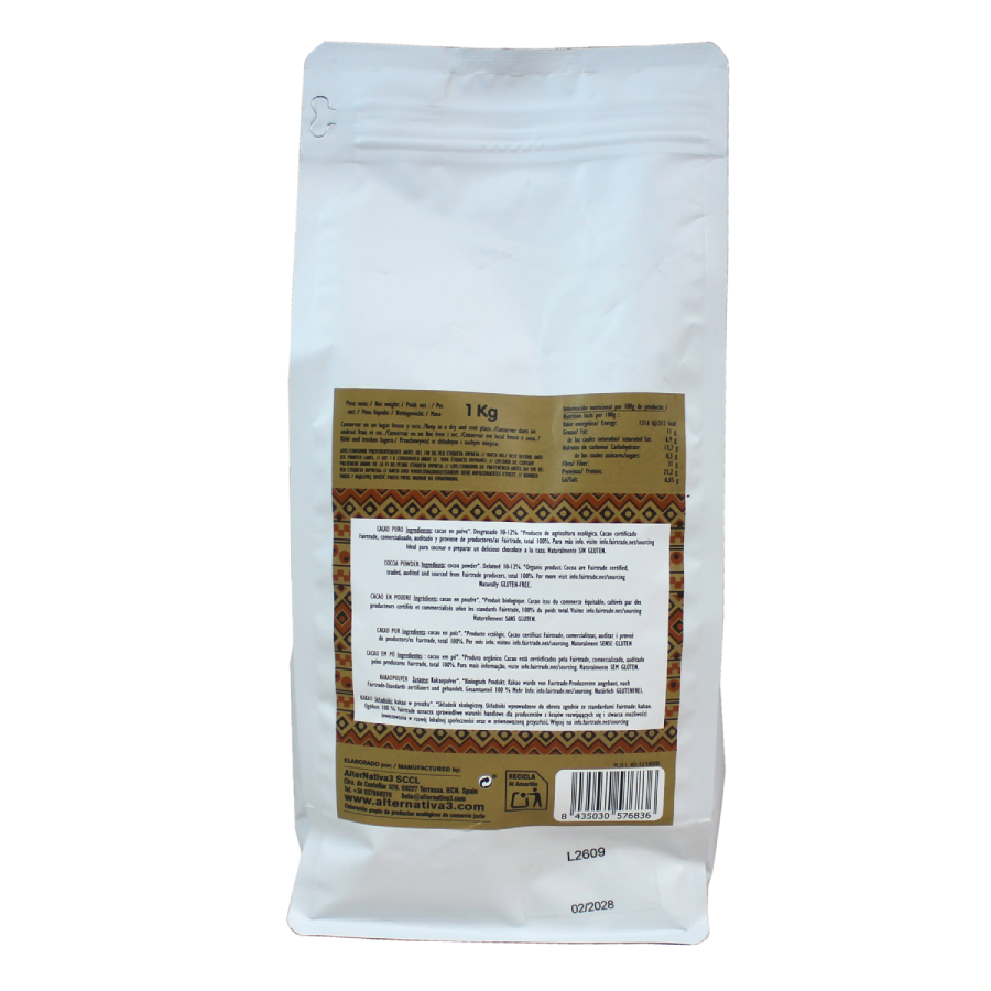 Cacao pur dégraissé BIO Alternativa3 en poudre 1 kg