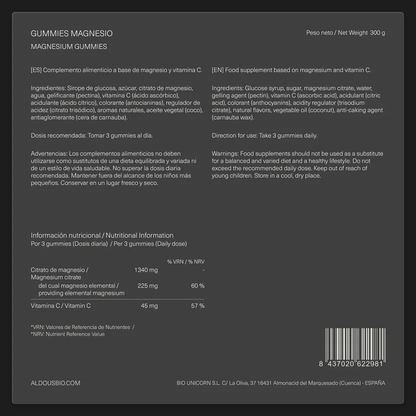 Magnesiumcitrat-Gummibärchen 1340 mg + Vitamin C 45 mg Aldous Bio 120 Gummibärchen