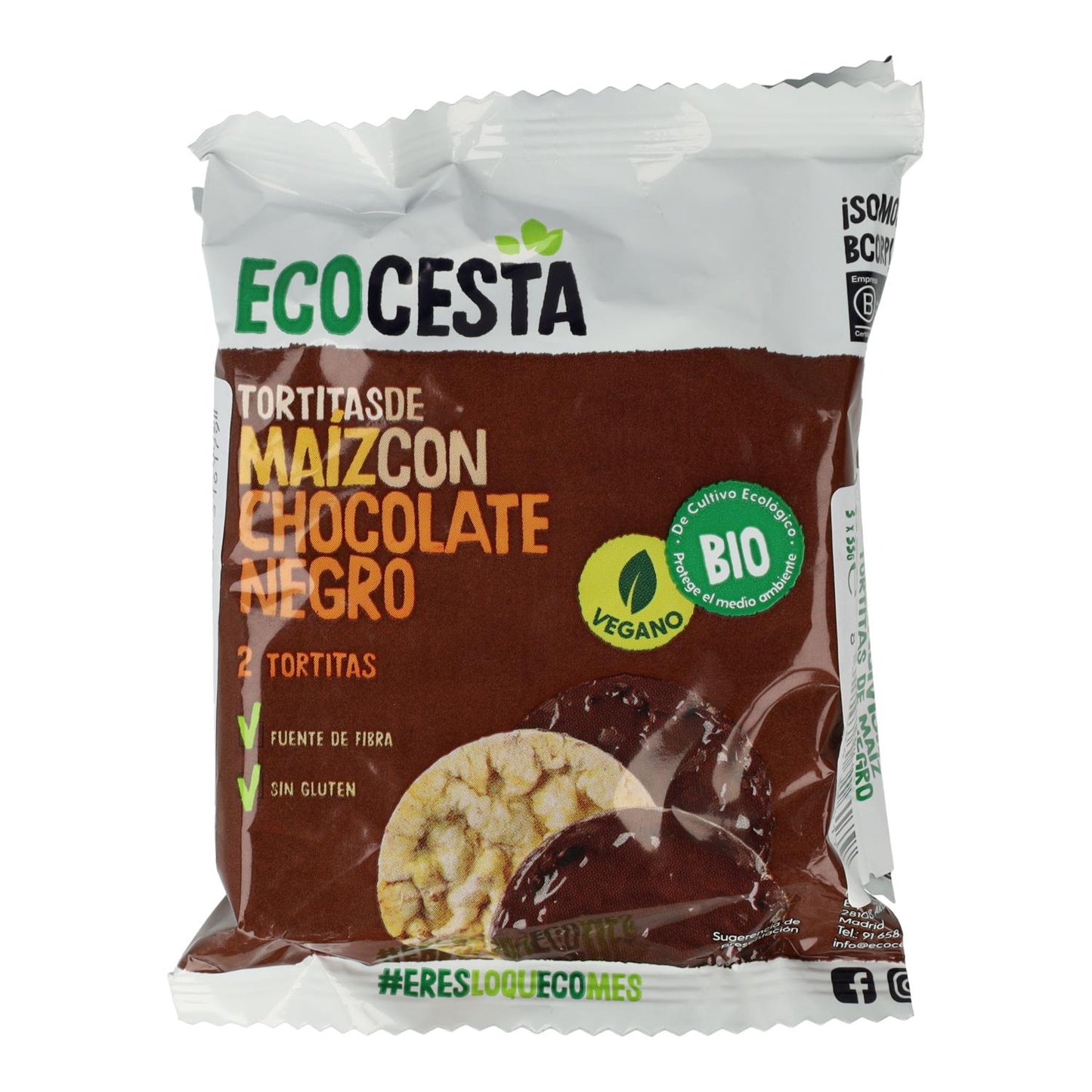 Mais-Pfannkuchen mit Bio-Zartbitterschokolade Packung 3 Packungen Ecocesta 99 g