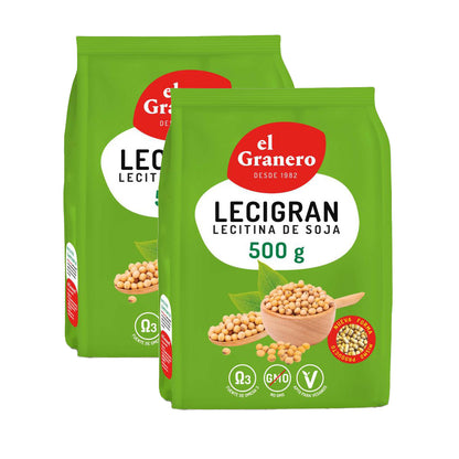 Confezione da 2 Lecigran Lecitina di soia IP non OGM El Granero 500 g