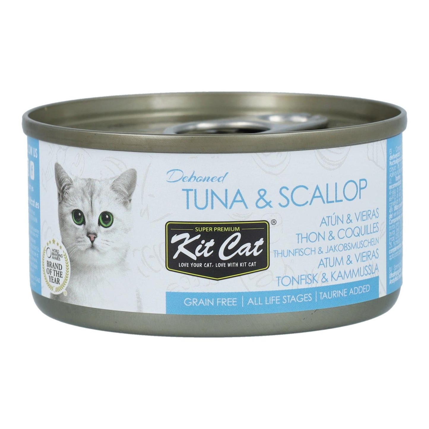 Kit Cat Dosenaufsatz – Thunfisch & Jakobsmuschel 80 g Nassfutter für Katzen in Gelatine