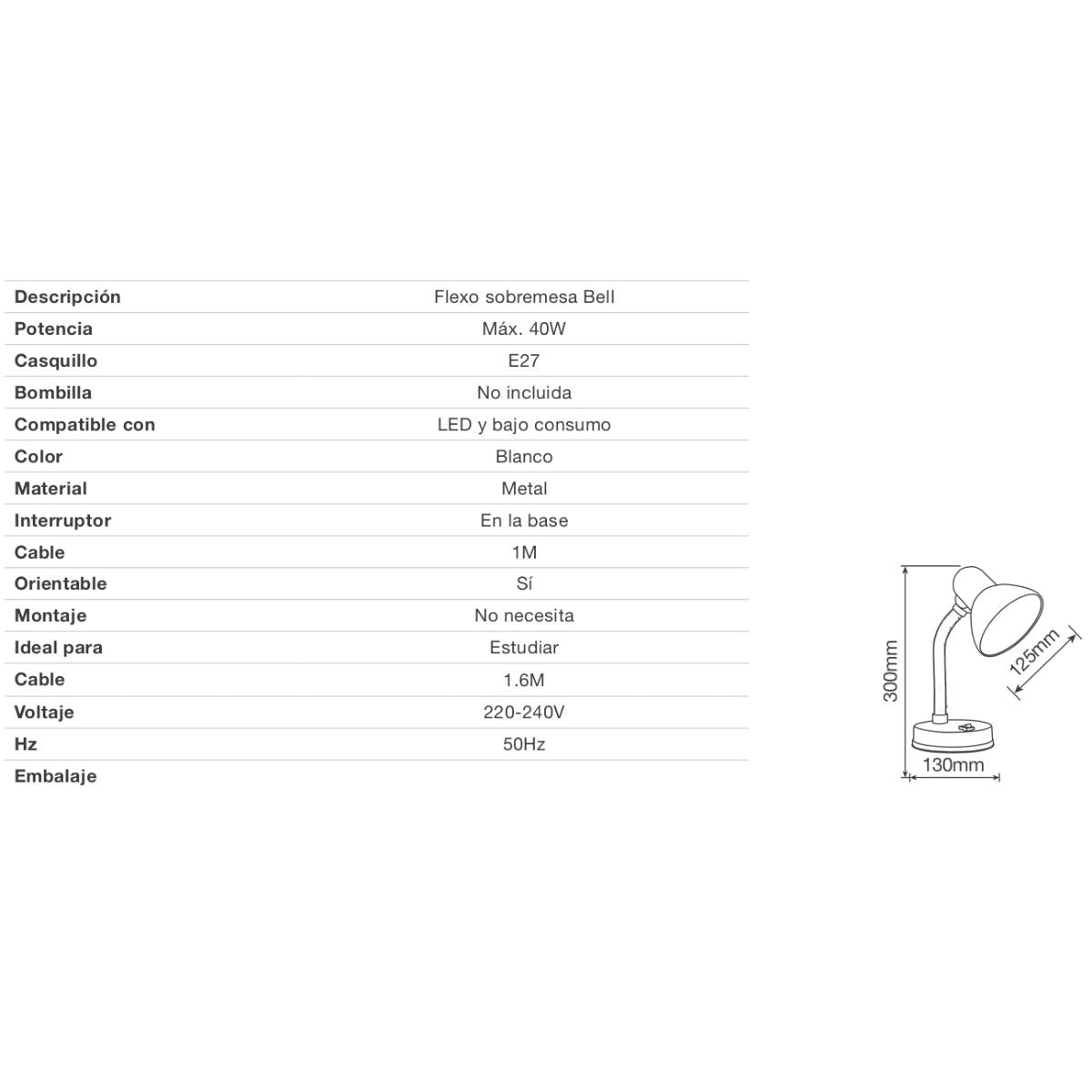 Flexo de table Bell E27 40 W Gris