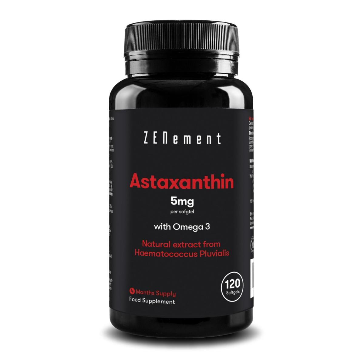 Astaxanthine, 5 mg avec oméga 3 Zenement,  120 comprimés Astaxanthine 5 mg avec oméga 3