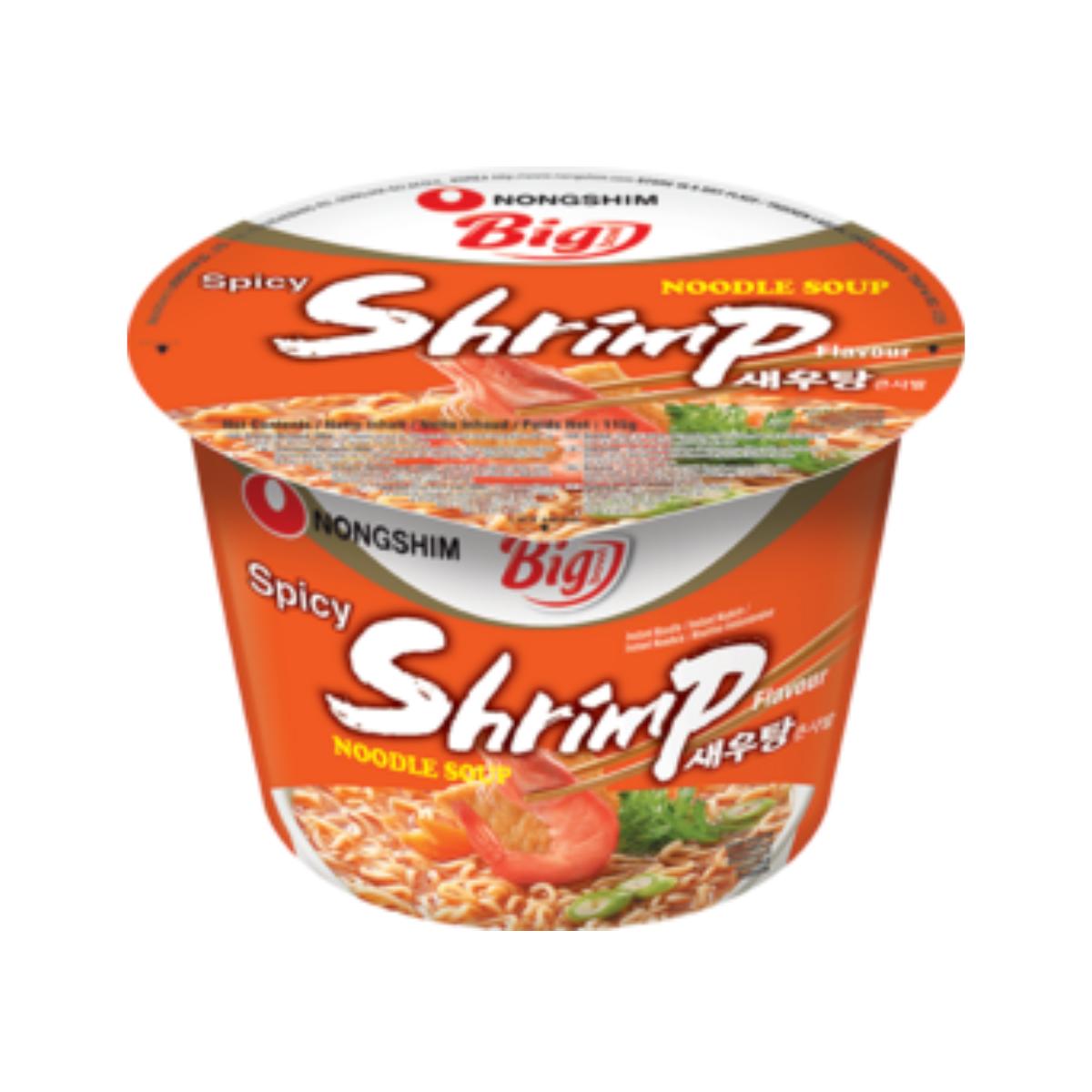 Tasse Instant-Nudeln, Garnelen Nong Shim Große Dose 115 g